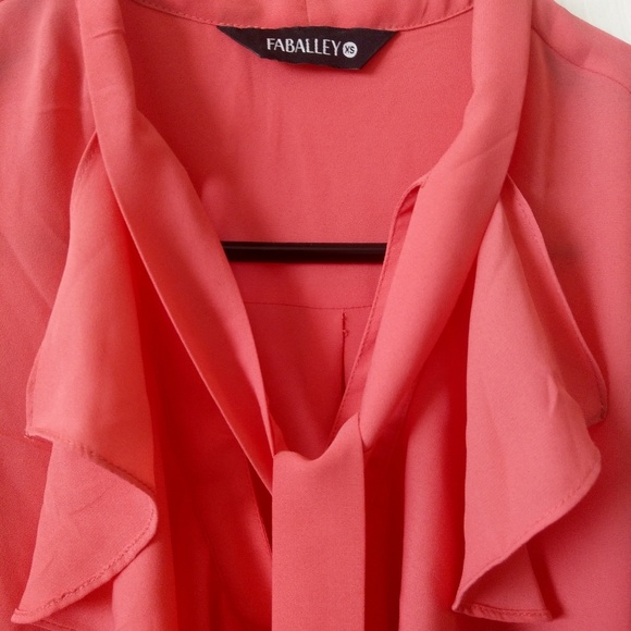 Orange ruffle blouse with tie - Picture 3 of 5